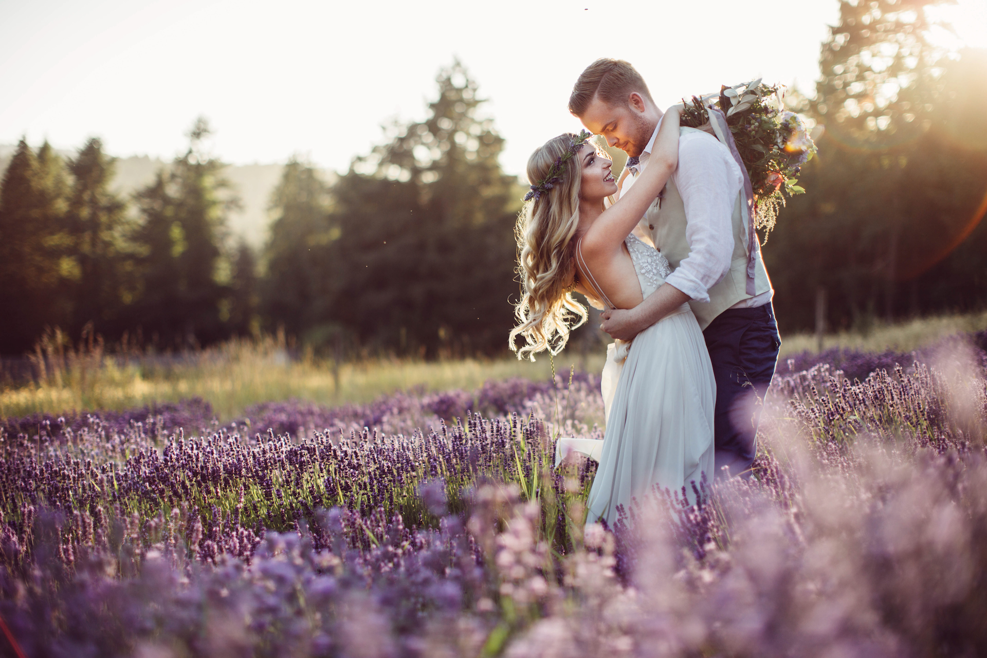 Lavender Couple in Field
