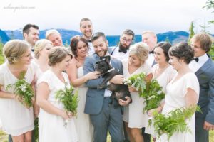Wedding Party with cute puppy on Vancouver Island