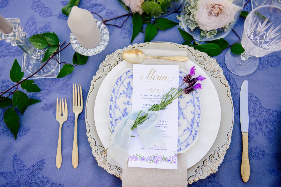 Lavender Wedding Place Setting Kristen Borelli Photography