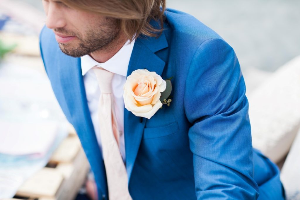 Rose boutonniere Browns the Florist Vancouver Island Wedding Magazine