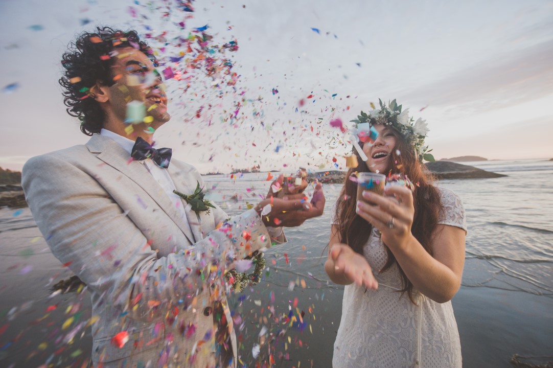 Champagne and Confetti on the Beach West Coast Elope Vancouver Island Wedding Magazine