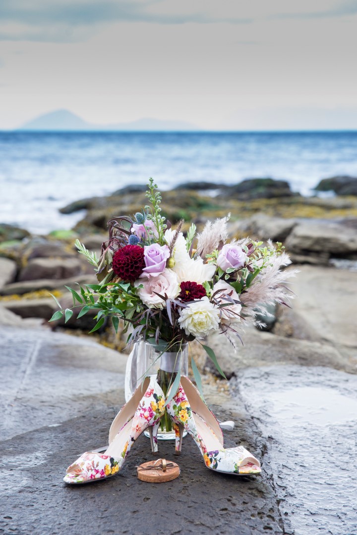 Bridal Bouquet and Shoes Ocean View West Coast Weddings Magazine