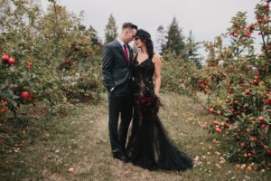 Newlyweds in VineyardGothic Dark Elegance West Coast Weddings Magazine