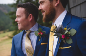boutonniere stylish groom in blue suit west coast weddings magazine