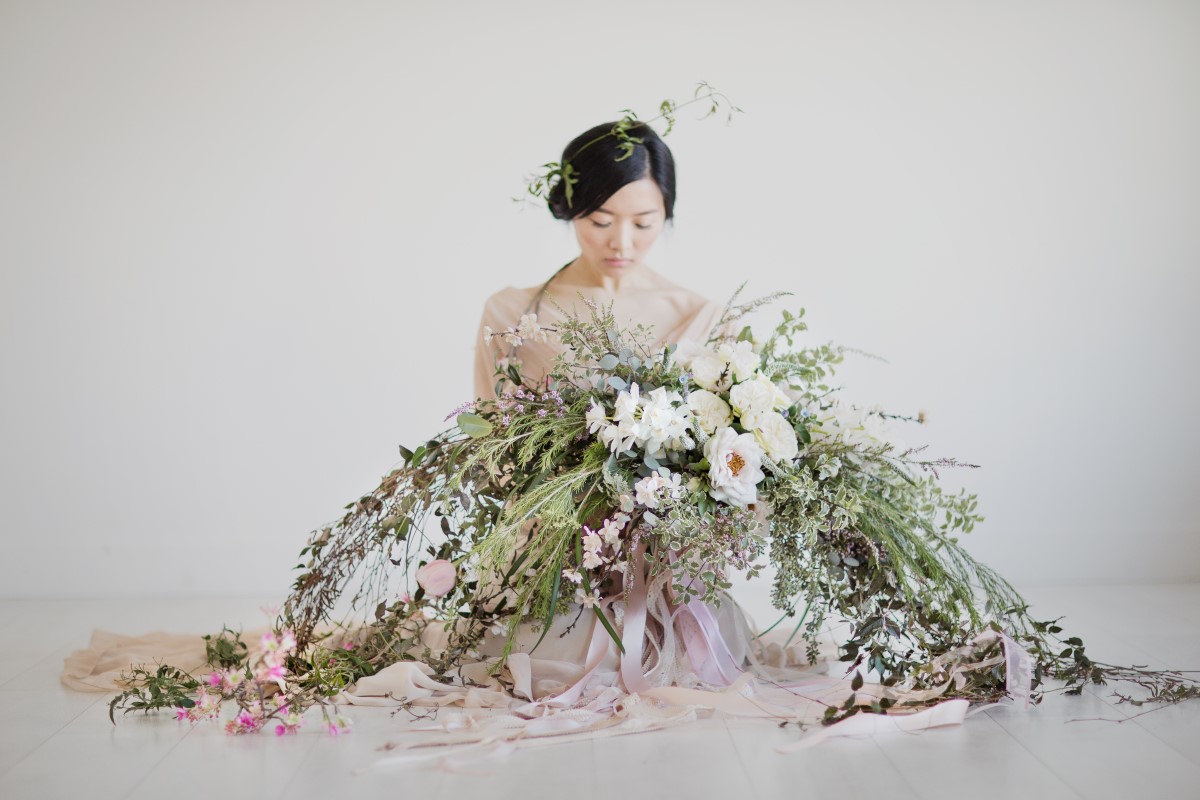 Lush Bouquet Asian Botanical Beauty Maru Photography Deborah Lee Designs West Coast Weddings Magazine