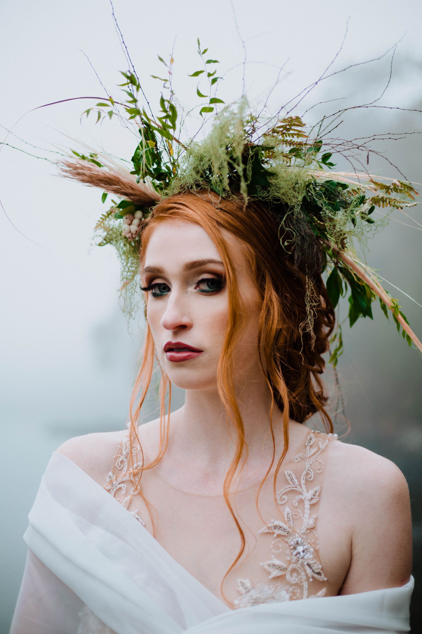 Celtic Bride with Greenery Head Wreath of
