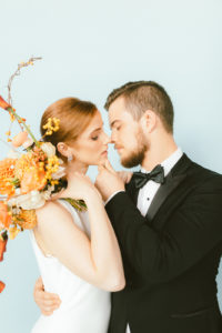 Modern Minimalism Wedding Couple in Bisou Bridal Gown Photography by Mattie C