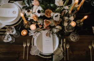 Sophisticated Reception Decor with Anemones and Peach Roses by Fleur de Lil Vancouver Island Weddings