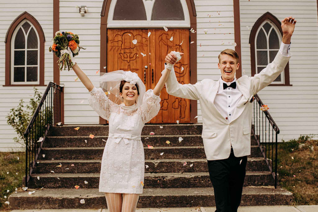 Vintage Inspired Wedding Couple Celebrate with Bleeslens Photography on Vancouver Island