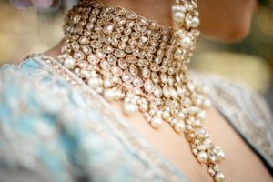 Diamond and pearl gold Necklace Gehna Jewelry on Indian Bride by Key Events and Weddings Vancouver