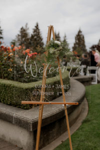 UBC Rose Garden Wedding Ceremony Welcome Sign in Vancouver