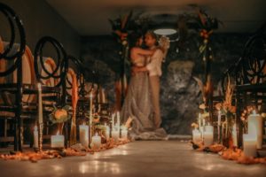 Deep Cove Winery Wedding Dayla Weiss Photo Candle lit aisle