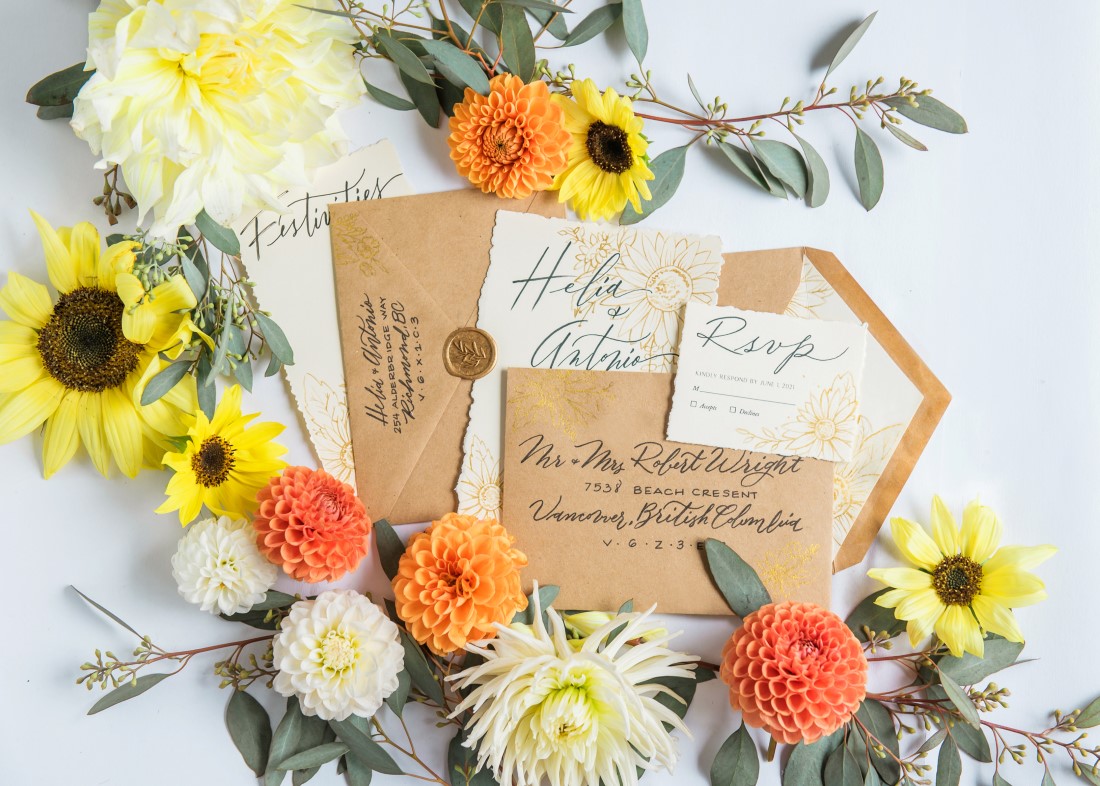 Sunflowers and Sunshine Wedding Inspo stationery