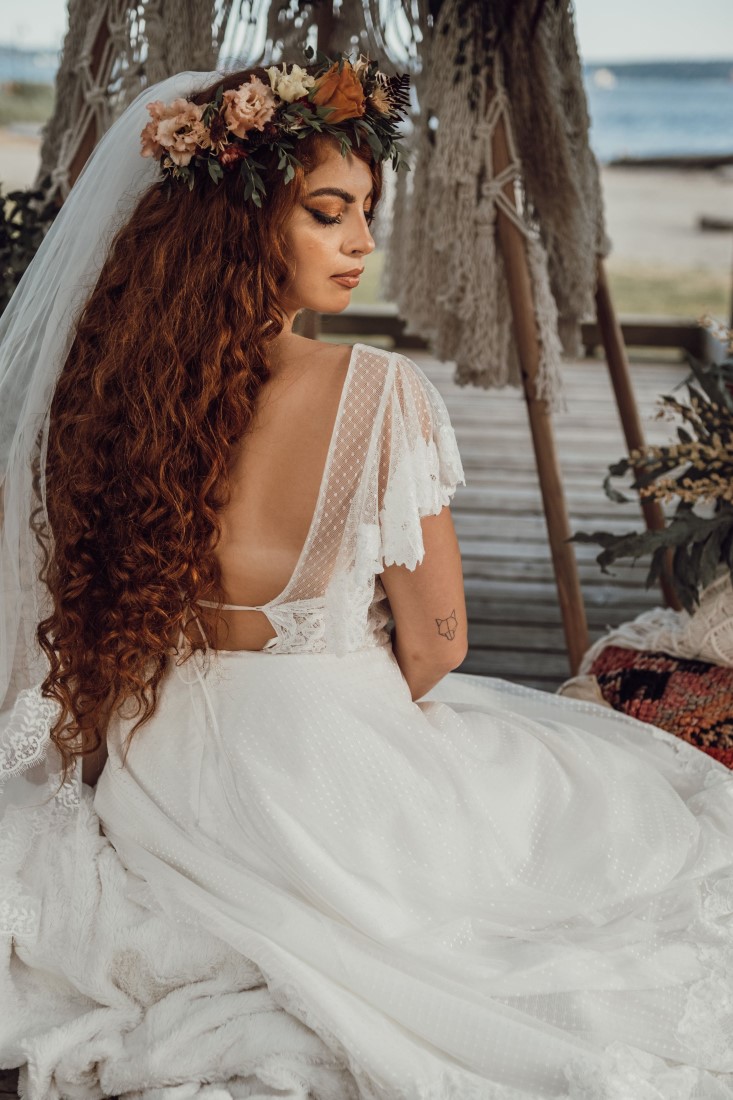 Stunning back detail on white bridal gown in Vancouver