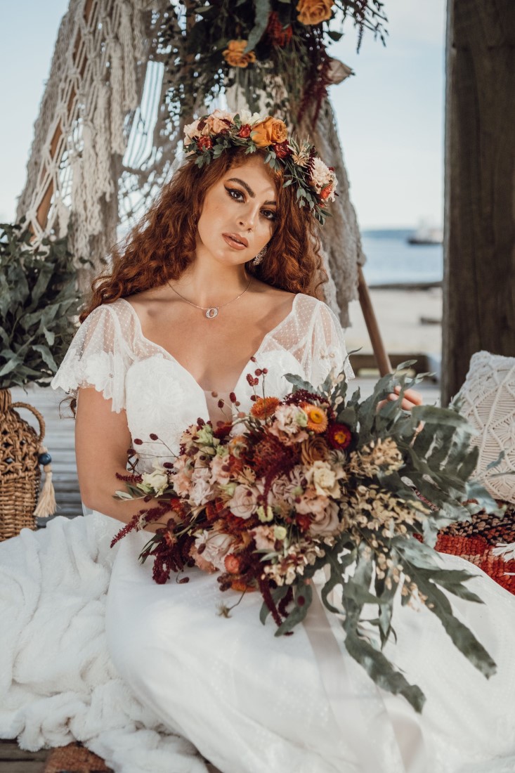 Stunning red head bride by Farawayland Photography