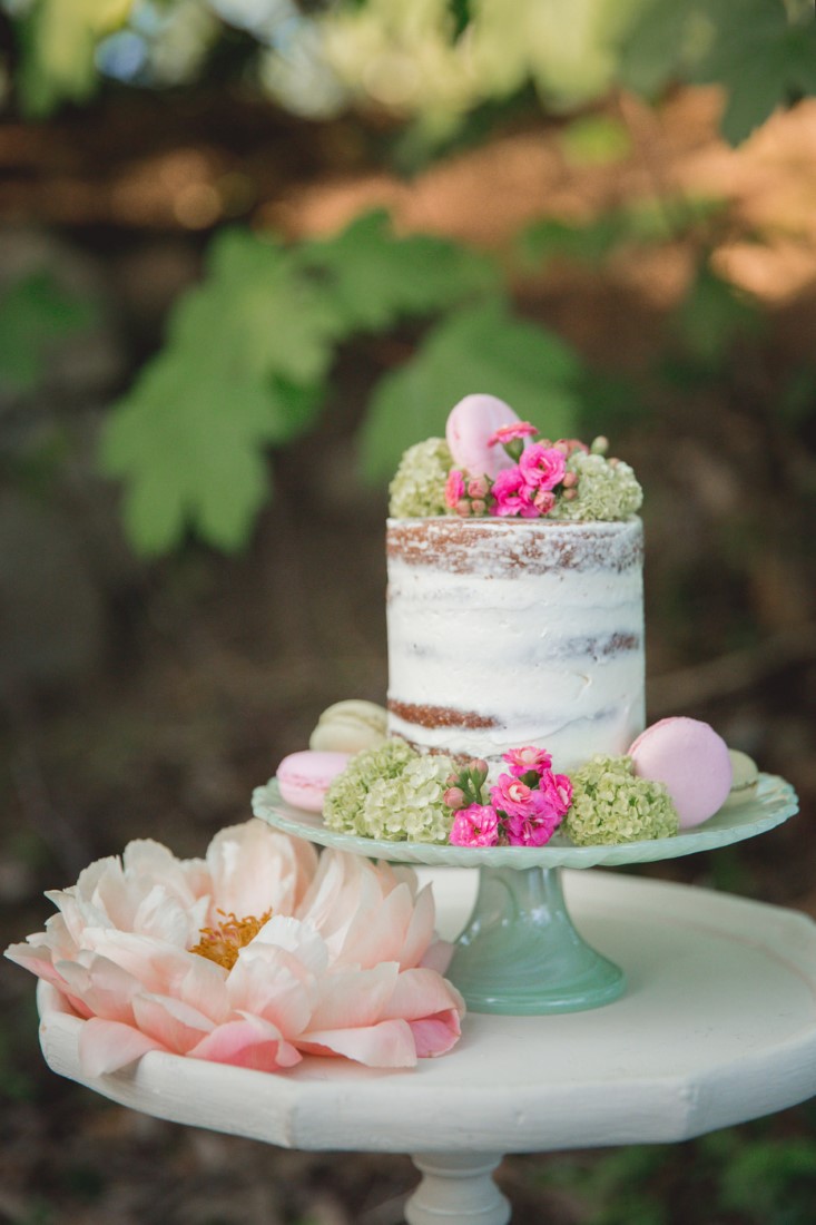 Spring Romance Wedding Inspiration cake with pink peonies and roses
