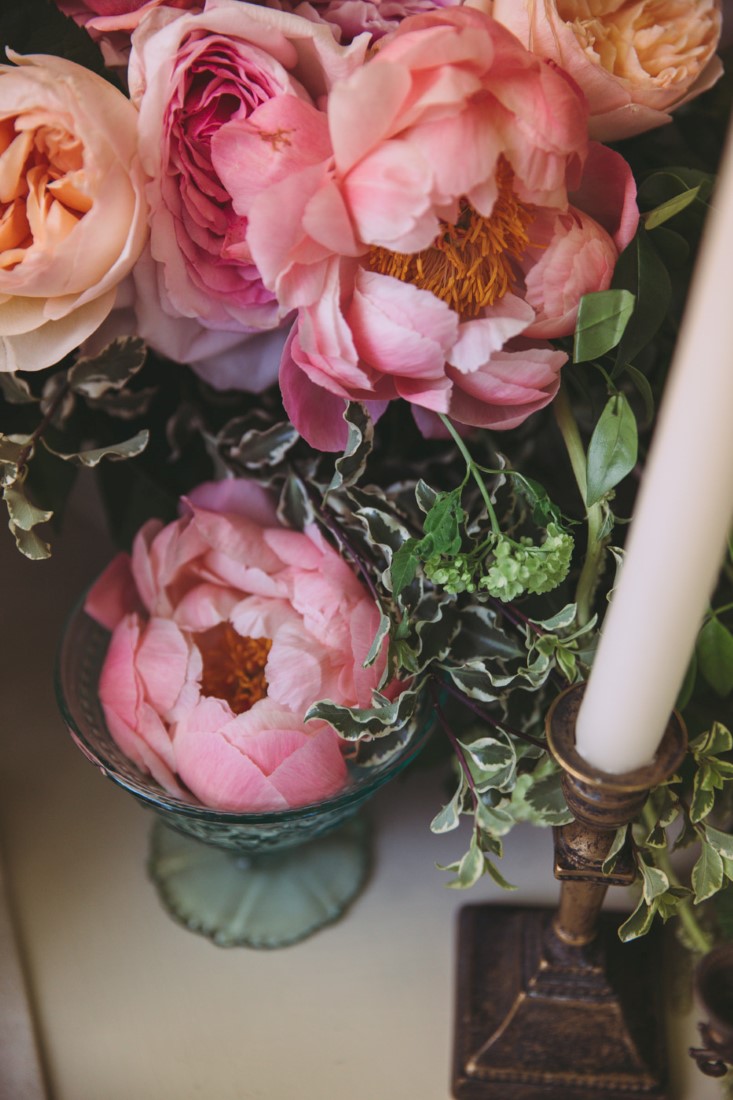 Pink Peonies on Spring Wedding Reception table