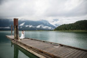 Newlyweds on Pitt Lake Dock