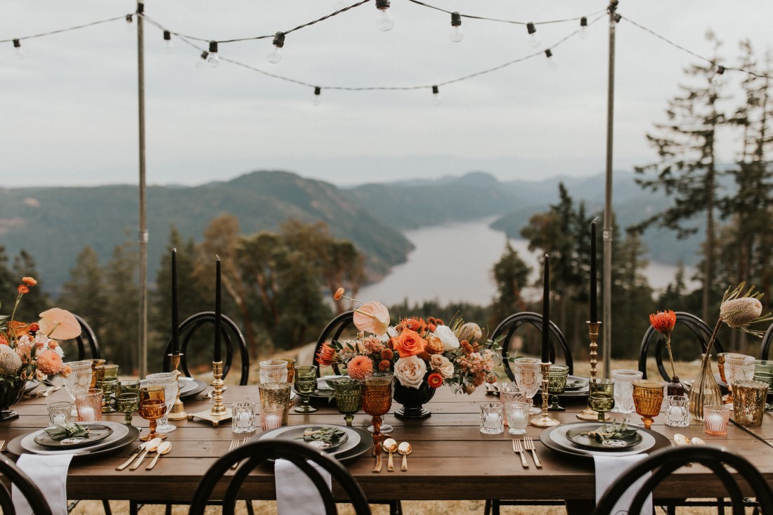 Vancouver Island ocean view from wedding table at Villa Eyrie by Party Mood