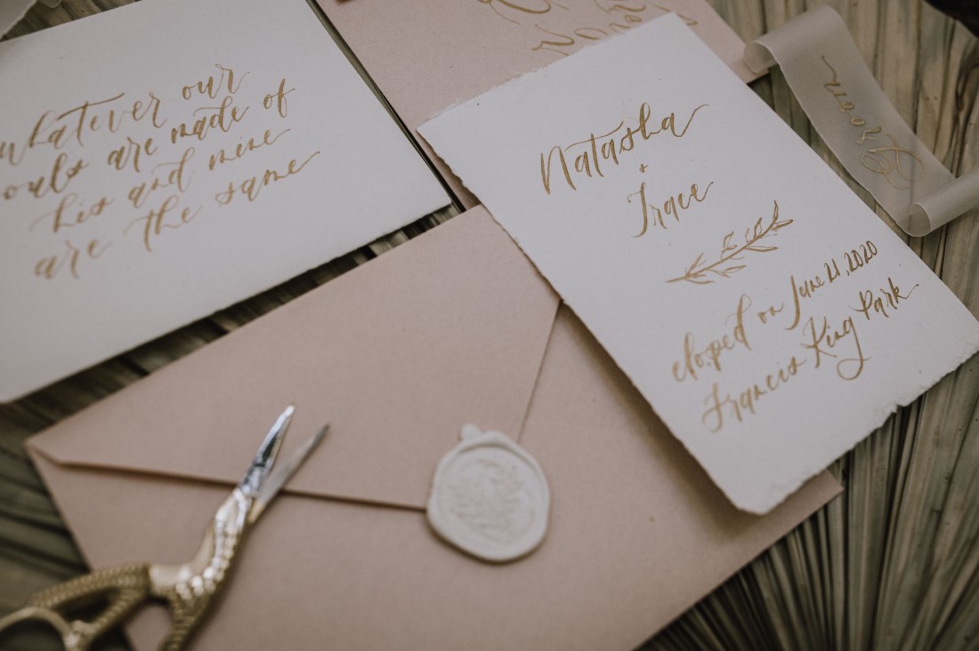 Invitation suite in blush by Melanie Anne Designs Vancouver Island