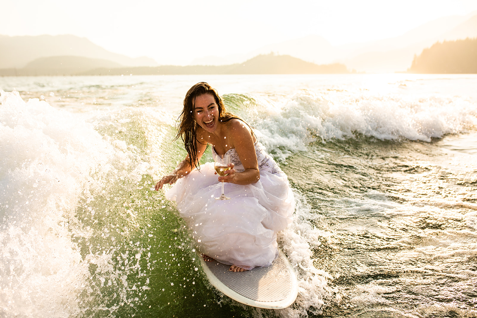 Surfer Bride Adventure on Vancouver Lake