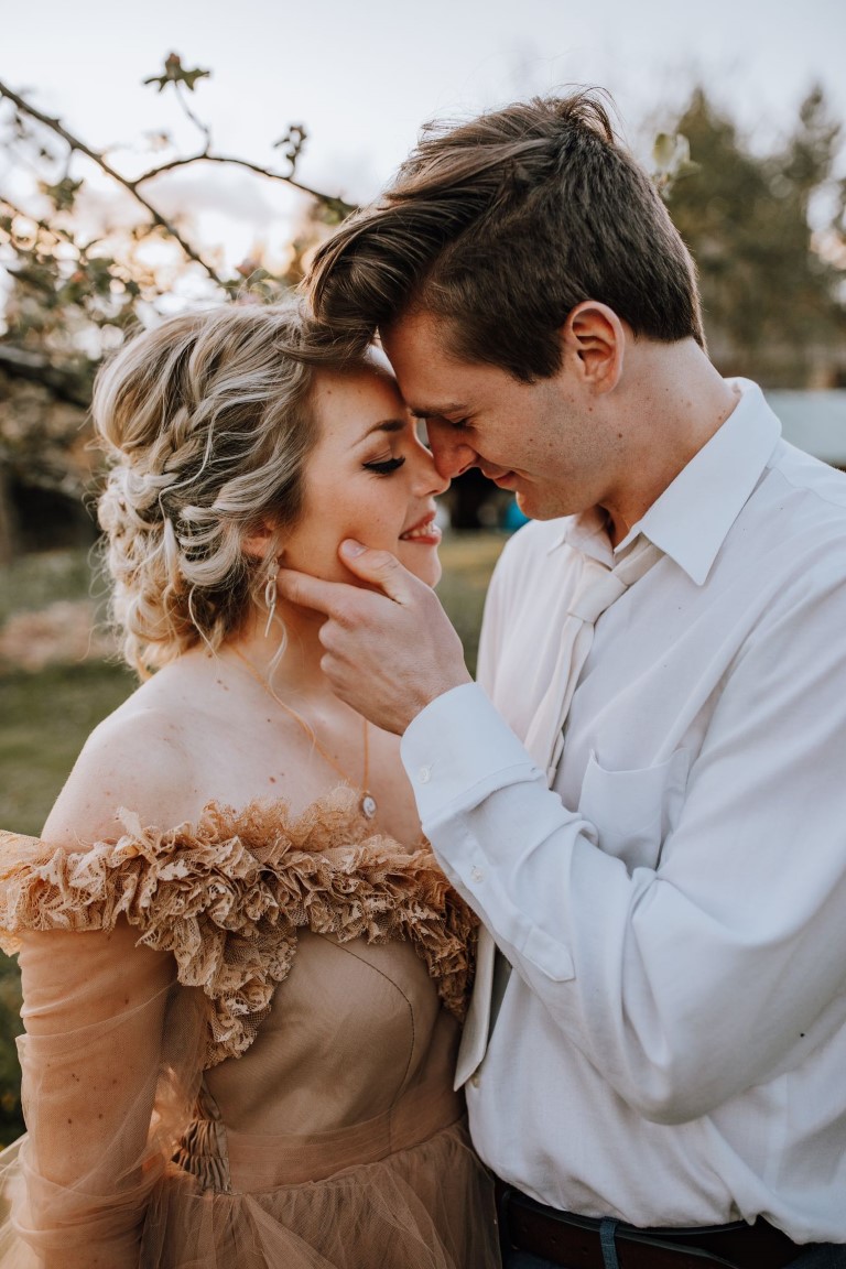 newlyweds with bride in braids by Elyse Anna Photo