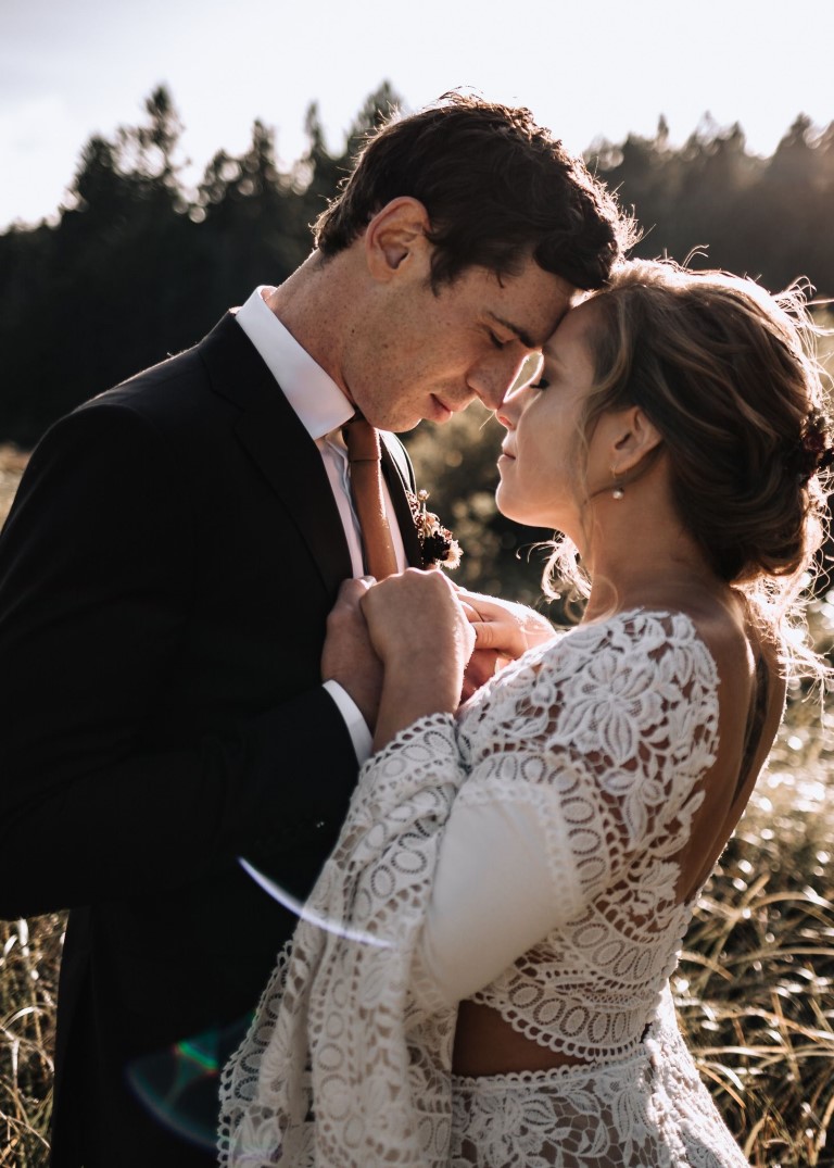 Fields of Gold Landscape Wedding embrace