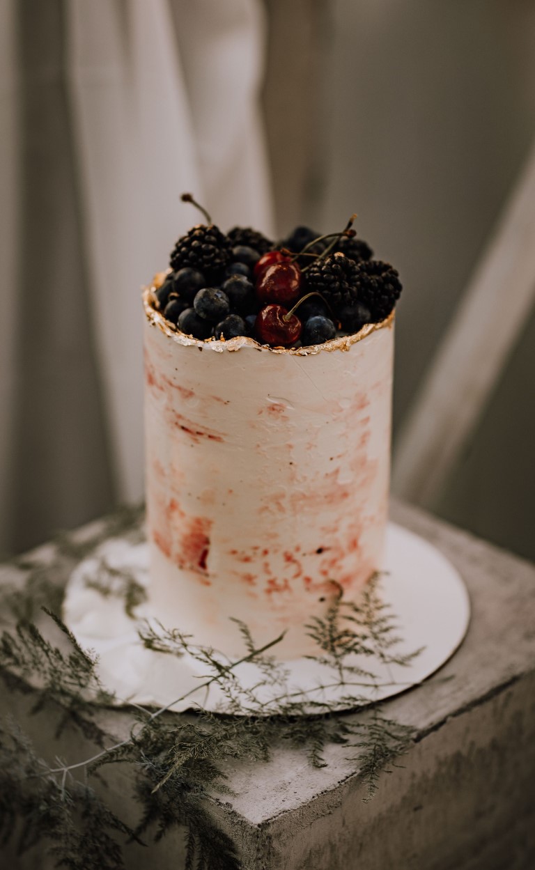 Fruit forward wedding cake