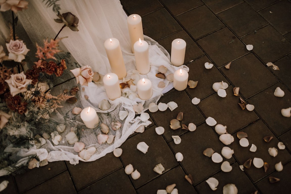 candles and rose petals