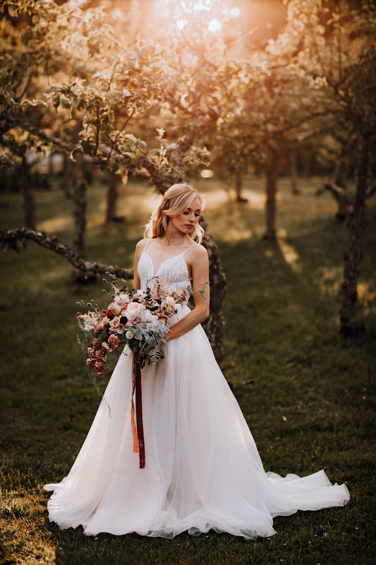 Bride's bouquet and gown 