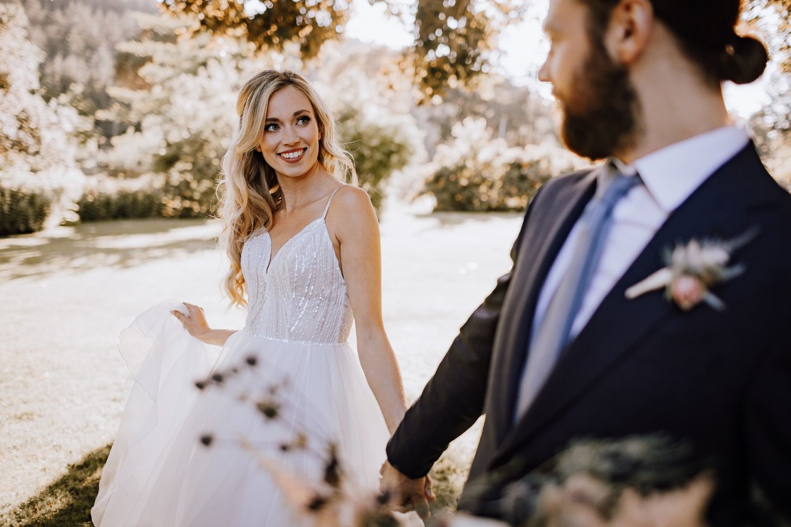 Couple smiles at each other