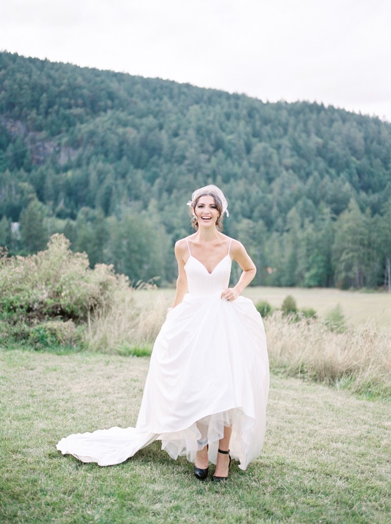 Wizard of Oz bride in Wedding Dress runs through field