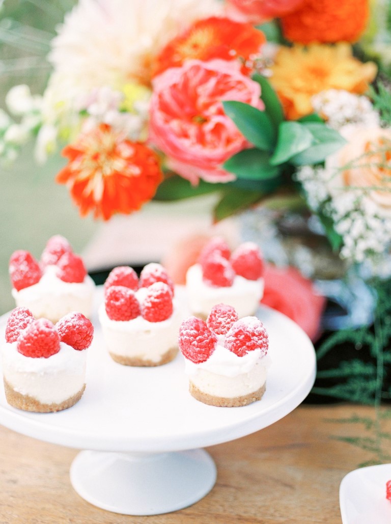 Raspberry Mini Cheese Cake Desserts for Farm Wedding on Vancouver Island