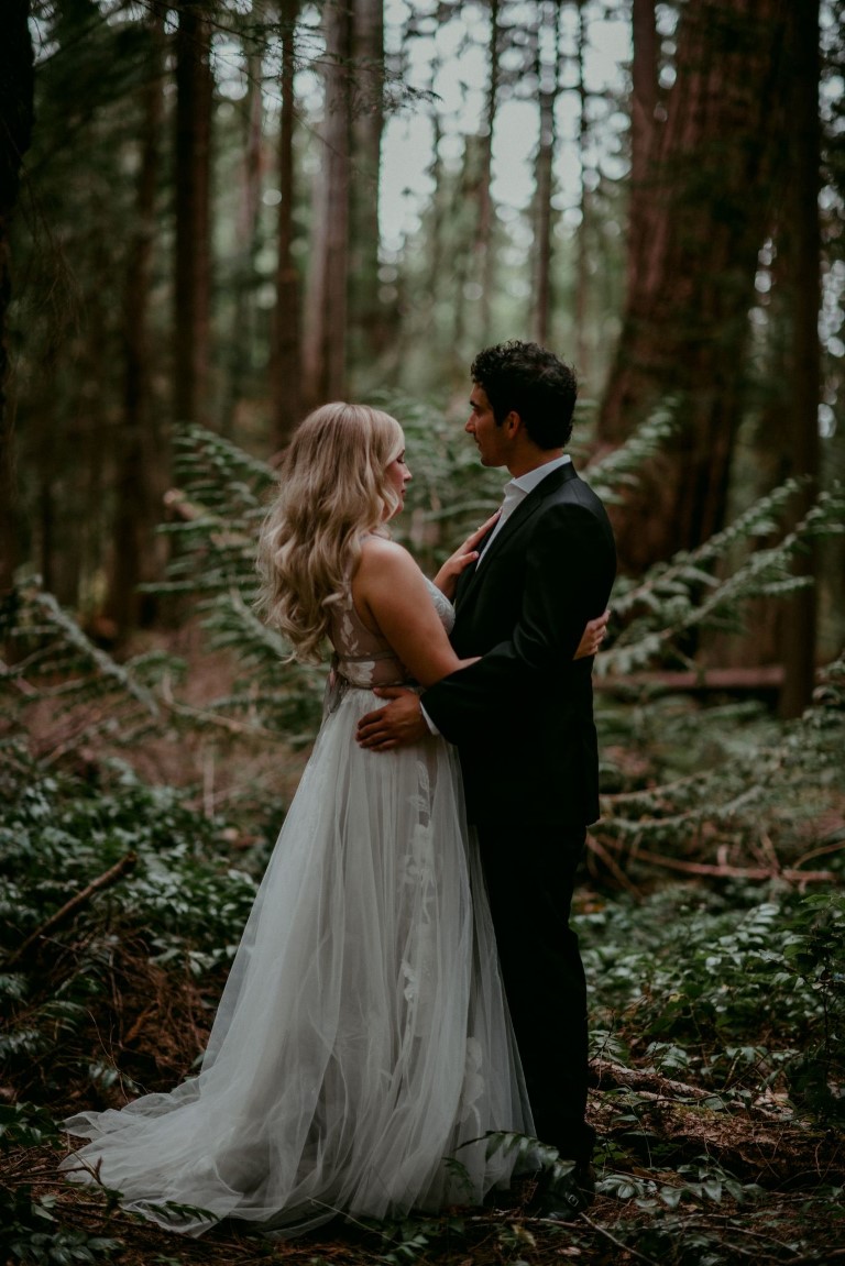 West Coast Wild newlyweds among Vancouver Island cedar trees