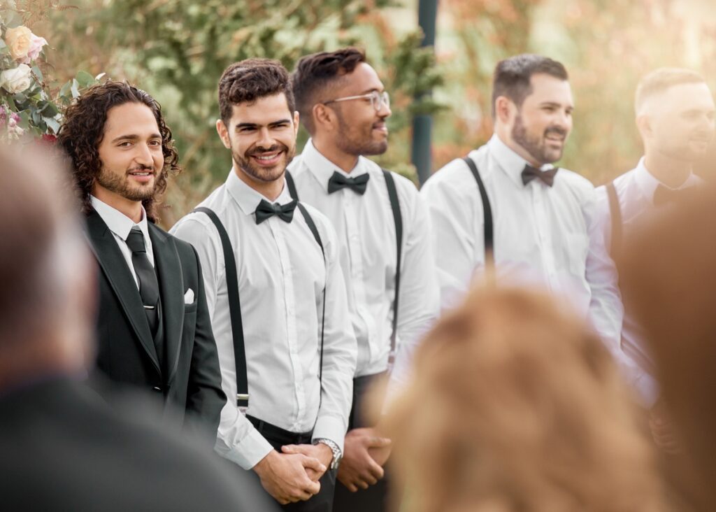 Groomsmen in Seville Tailors bespoke suits in Vancouver