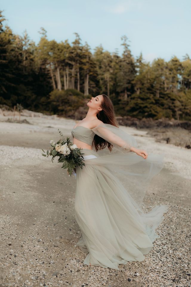 artsy shot of bride in wind