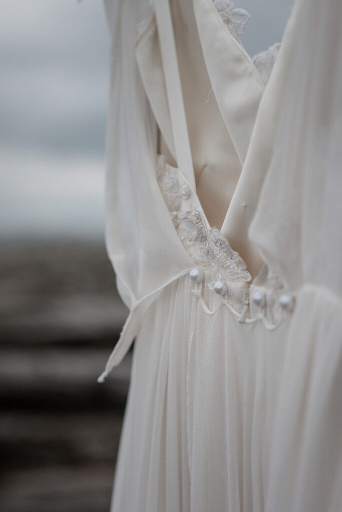 button details on Jenny Yoo wedding gown