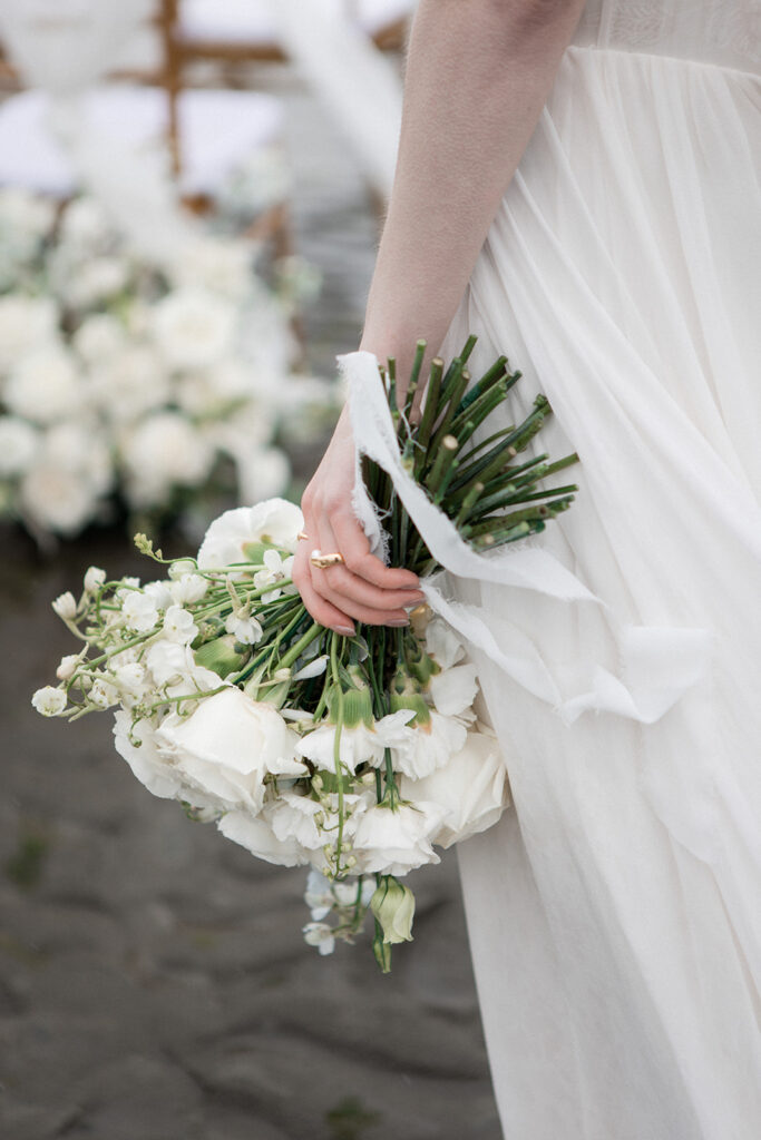 white rose bridal bouquet by Divine Decor