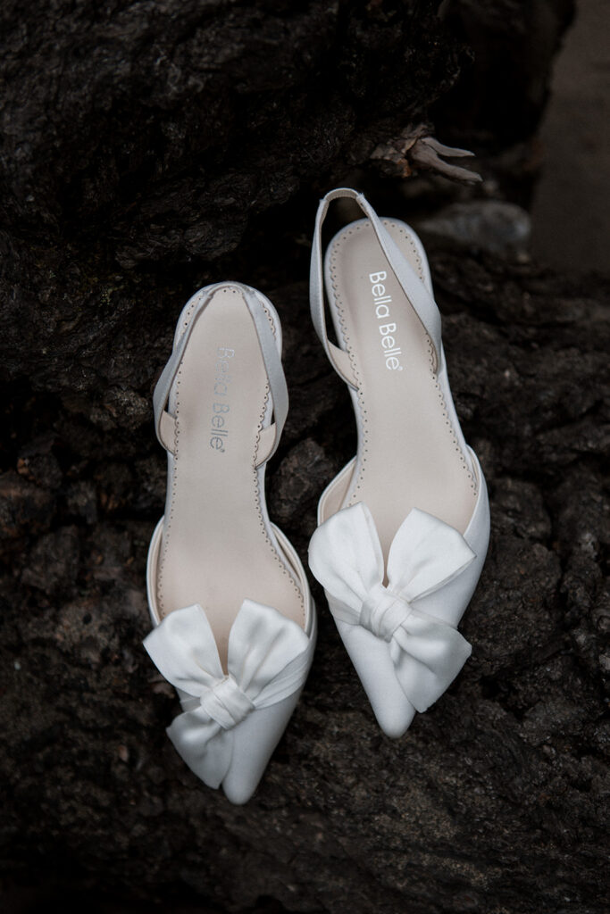 Bella Belle white bridal shoes with bow