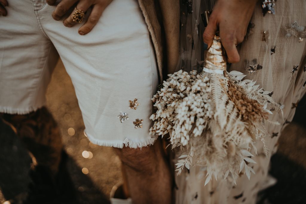 Groom details at airport elopement Vancouver Island