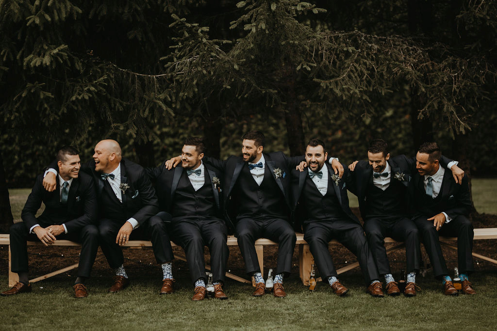 Groomsmen in grey suits by Rivkah Photo