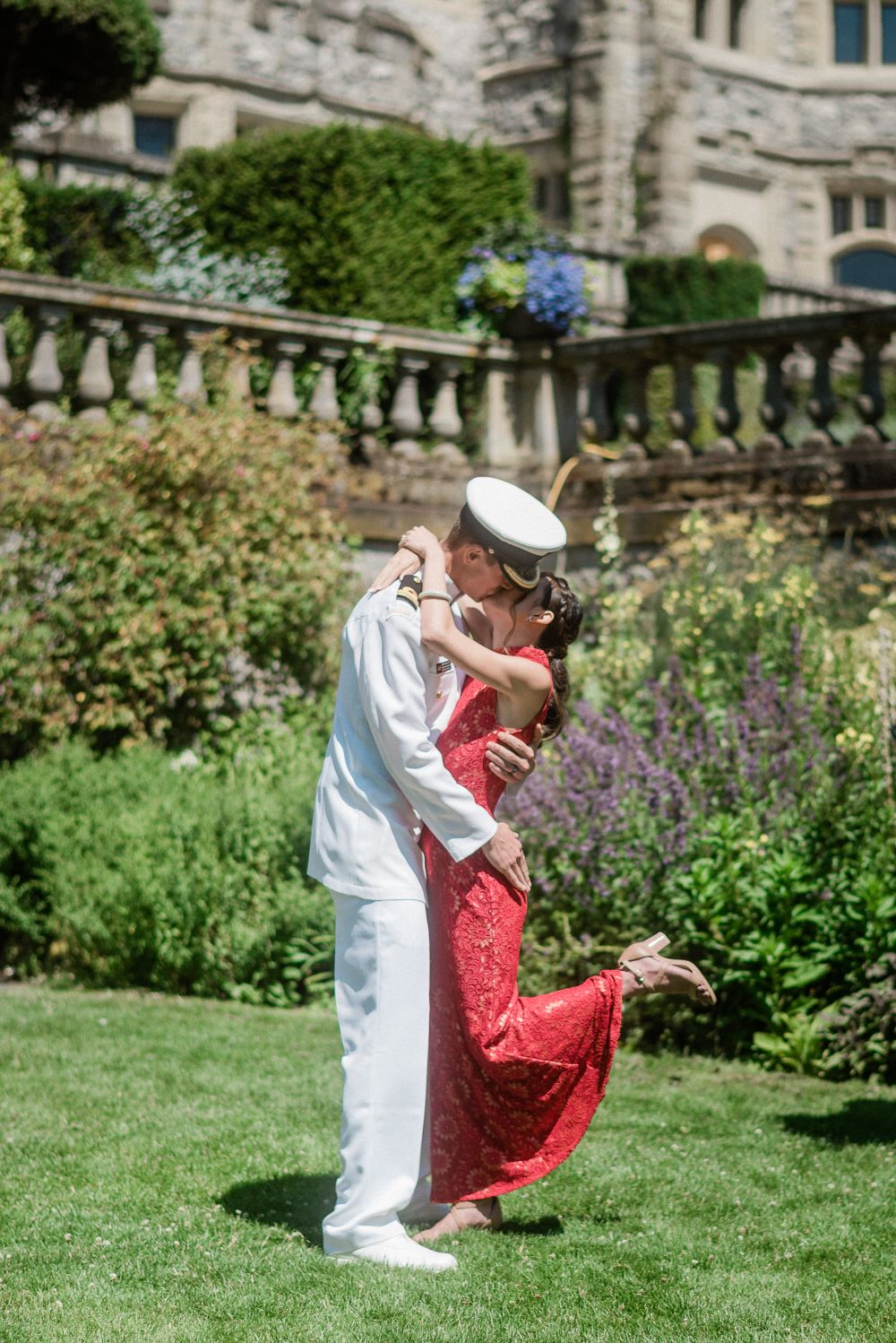 newlyweds kiss after ceremony