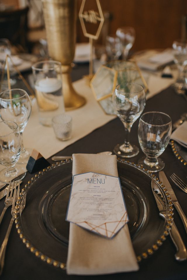 napkin wrapped with menu at Kelowna wedding