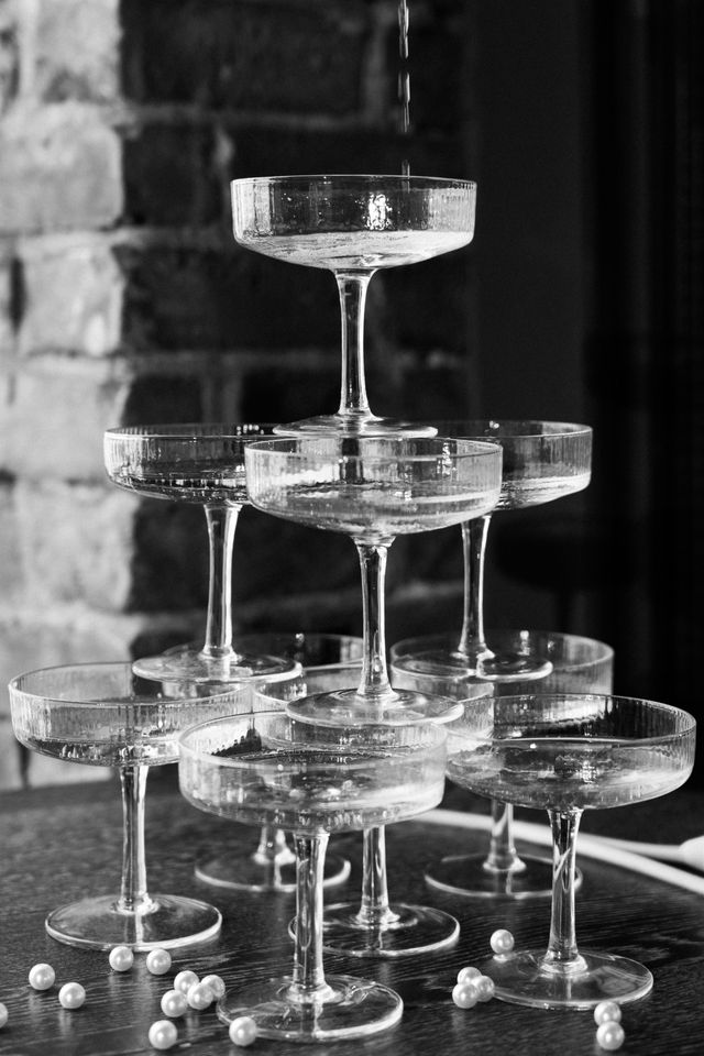 Champagne Tower in black and white by Anastasia Sun Photo