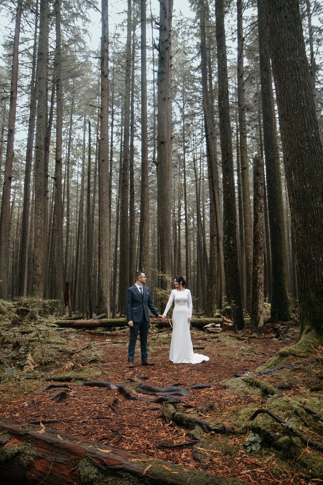 Newlyweds in BC Rainforest