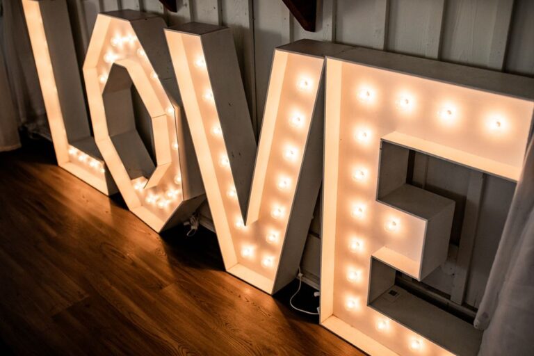 large marquee love sign at wedding in Vancouver