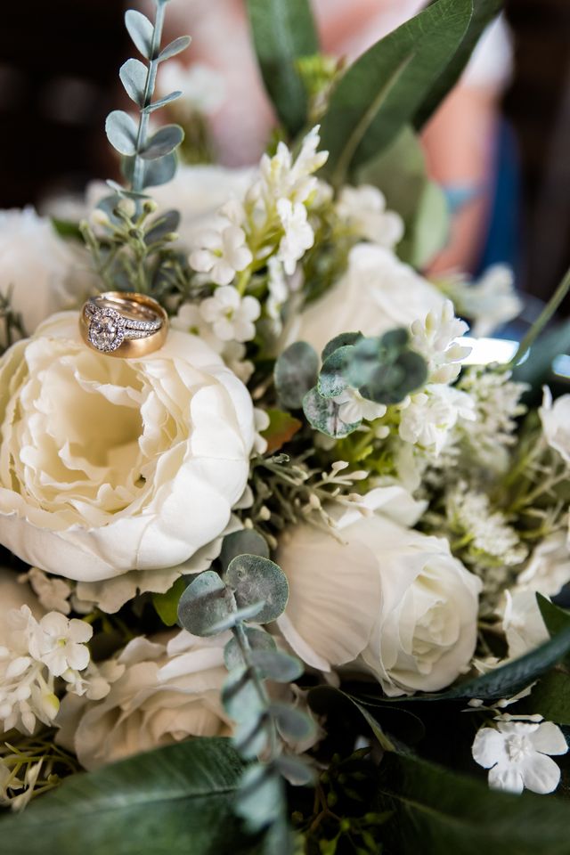 Bridal bouquet of white roses 