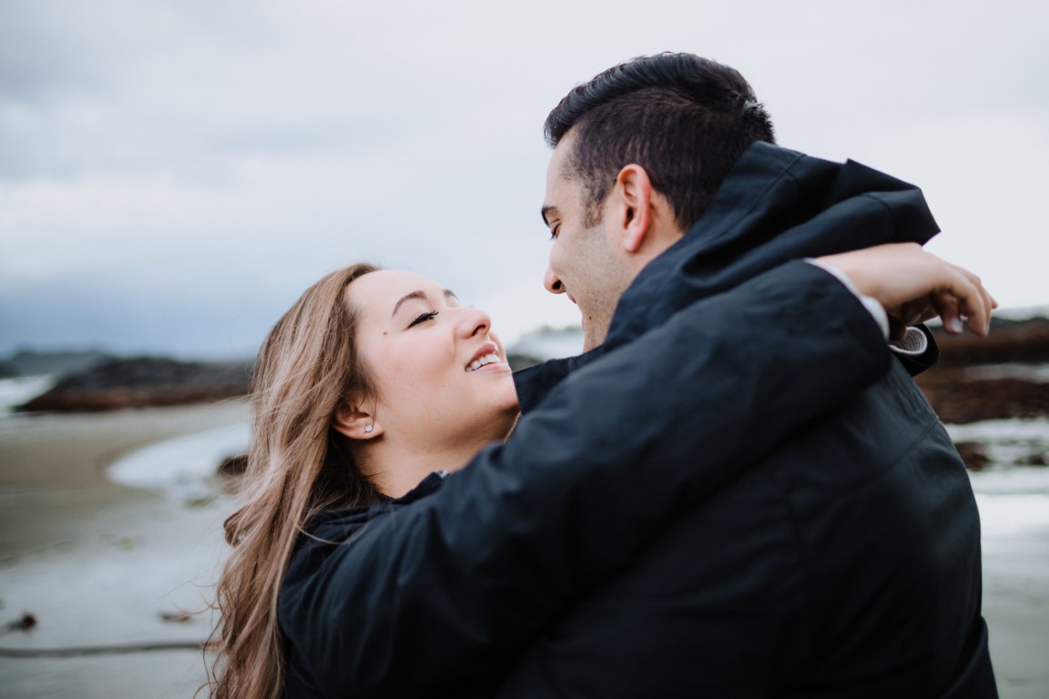 Couple celebrate on Tofino beach