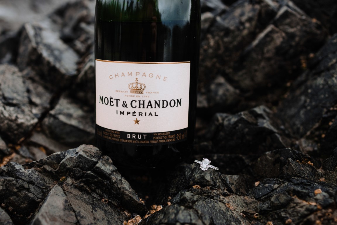 Moet Champagne bottle on Tofino beach