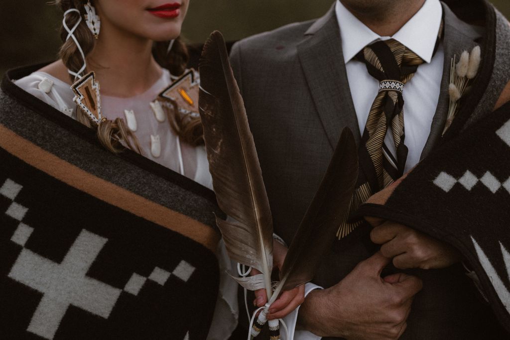 Striped Cree blanket ceremony